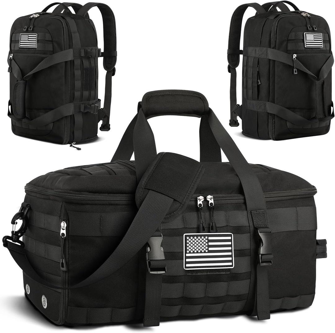 ETRONIK Gym Bags for Men Women, Carry On Luggage 22x14x9 Airline Approved, Tactical Duffle Bag with Shoe Compartment, 3 in 1 Carry on Travel Backpack with Wet Pocket, Weekender Overnight Bag, Black