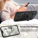 for iPhone 15 Pro Case with Finger Strap Holder, Cute Cool Butterfly Print Pattern Design for Women Men, Shockproof Anti Scratch Hand Kickstand Protective Cover, Gray