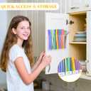 Acrylic Magnetic Straw Holder for Cabinet, Straws Storage Container for Cupboard with Double Sided Adhesive and Stickers, Drinking Reusable Straws Dispenser for Kitchen Counter