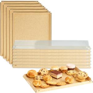 5 Pack 16.5" x 11" Serving Trays Sets Catering Trays with Lids, Paper Charcuterie Boxes with Clear Lids, Party Platters Take Out Food Containers for Snacks Fruit Cookies Dessert Sandwiches