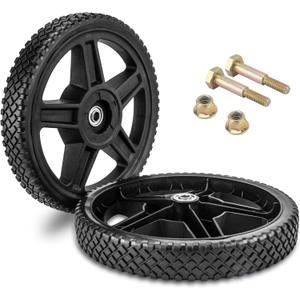 Lawn Mower Wheels 12 Inch 2 Pack for Push Mower Plastic Wheel Set Fits Most Standard Mowers Includes Bolts Nuts Washers