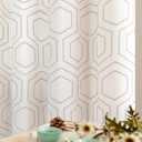 jinchan Grey Boho Window Curtains 84 Inch Length 2 Panels Set Linen Textured Light Filtering Curtains Honeycomb Embroidered Design Living Room Drapes Bedroom Bronze Grommet Window Treatments Set