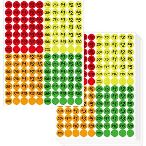 Dreecy 3500 Pcs Yard Sale Stickers Garage Sale Price Stickers Flea Market Pre-Priced Price Tag Labels Stickers in Bright Neon Colors,Yellow Red Green Orange, 3/4" in Diameter