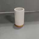 Matani Bamboo Toothbrush Holder Diatomite Tooth Brush Organizer - Storage Stand for Small Bathroom & Counter - Removable Base & Drain Holes, Water-Absorbent & Quick-Drying (Off White)