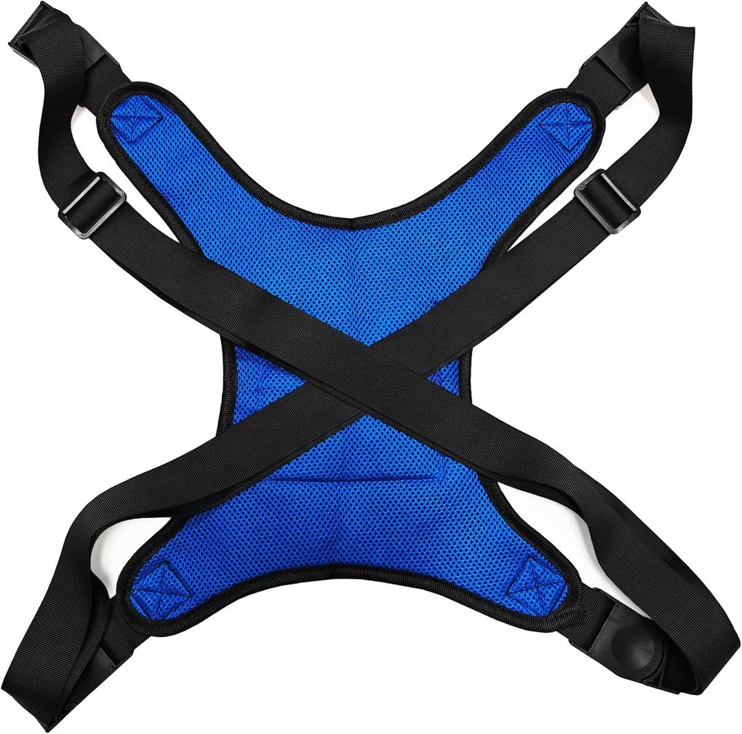 Wheelchair Seat Belt for Adults Chest Harness Safety Strap for Elderly & Disabled Torso Support with Adjustable Anti-Slip Restraint Vest Blue