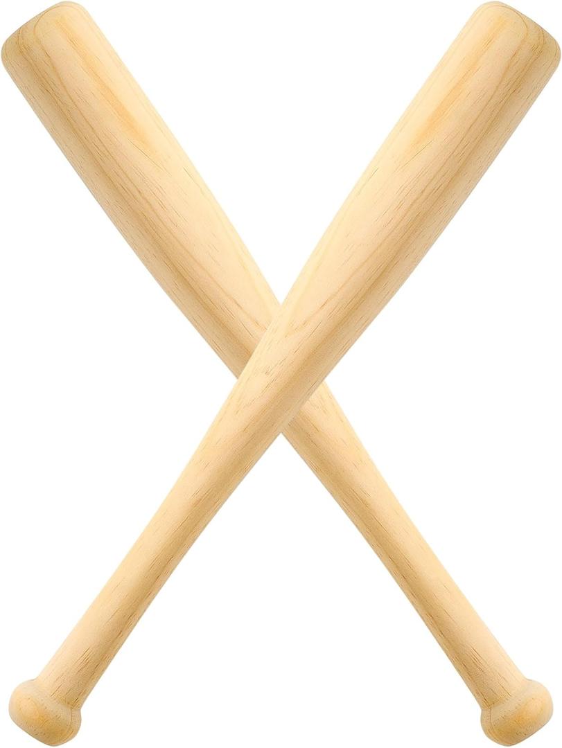 Wettarn 2 Pcs Mini Baseball Bats Miniature 17 Inch Wooden Bats Unfinished for Crafts for Painting DIY Craft Projects Ball Sports Party Decor Favors Gifts