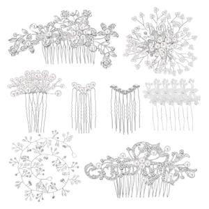 Maitys 44 Pieces Wedding Hair Accessories Faux Pearl Crystal Comb Clips U-shaped Flower Rhinestone Silver Pearl Hair Pieces for Prom Bride Bridesmaid (Classic Style)