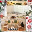 Dunzy 2 Pcs Christmas Welcome Mat Outdoor Reindeer Doormat 17x30 & Black White Plaid Entrance Rug 28x43 Non Slip Floor Mat Layered for Indoor Outside Xmas Elk Home Front Door Porch Entryway Decor (Let It Snow)