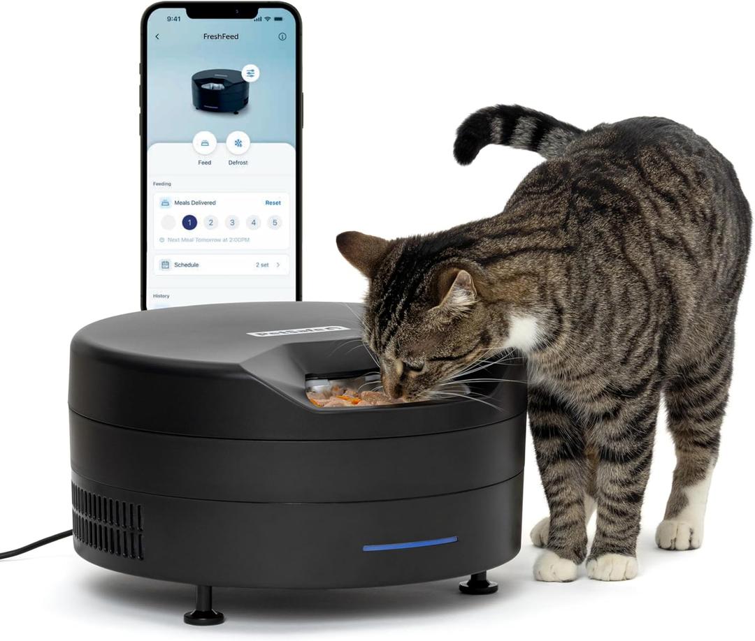 PetSafe FreshFeed Refrigerated Automatic Wet Food Feeder, 6 Meals, Black | 40F Dual Semiconductor Cooling, Keeps Wet Food Fresh, Automatic 6-Meal Rotating Tray, App-Controlled Scheduling