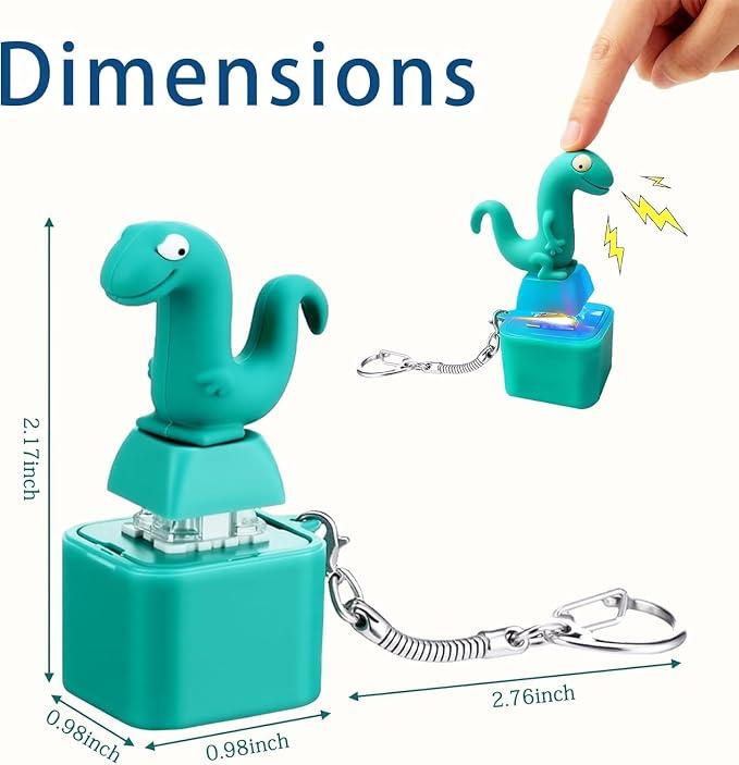 Lizard Button Keychain,Rechargeable Animal Keychains with Sound and Colorful Lights,Fidget Toys Adults Anxiety Relief
