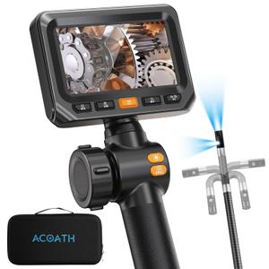 Two-Way Articulating Borescope, Endoscope Camera with Light, Dual-Lens 1080P Industrial Inspection Camera, 4.3" IPS Screen, 32GB Card, IP67 Waterproof Sewer Tools - 5FT