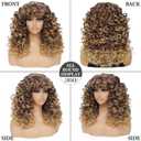 GKtineke-Curly-Wig Big-Curly-Wigs-for-White-Black-Women 20 Inch- Long-Curly-Wig-with-Bangs Synthetic-Hair-Replacement-Wigs-for- Cosplay and Daily (Ombre Blonde)