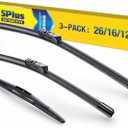 3 Wipers 26"/16"/12" Replacement For SUBARU CrossTrek 2020 2019 2018 Impreza 2020 2019 2018 2017 (Set of 3), 26 Inch+16 Inch Windshield Wiper Blades with 12 Inch Rear Wiper Blade