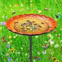 Bee Butterflies Watering Station, Standing Bee Feeder with Glass Marbles for Outside, Bee Bath Feeder with Metal Stakes Butterfly Puddler Garden Yard Dco (Yellow)
