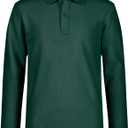 Nautica Boys School Uniform Long Sleeve Polo Shirt, Button Closure, Comfortable, Breathable Fabric (8, Hunter)