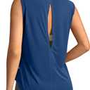 Soothfeel Womens Workout Tops for Women Sleeveless Tennis Yoga Shirts Lightweight Loose Athletic Running Tank Tops (Small, Blue)