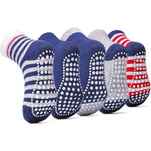 Sosenfer Non Slip Toddler Socks with Grippers,5-10 Pairs Non Skid Ankle Socks for 1-7 Years Baby Kids Made With Cotton
