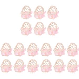 18PCS Mini Rattan Crib Baskets Miniature Hand Woven Baby Shower Favor Basket Ornament for Candy Rattan Flower Wicker Cradle Table Centerpieces for 1st Birthday Doll House Decor, 2.7", 7.5X6CMx3pcs