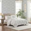 Laura Ashley - King Quilt Set, Super Soft & Breathable Embroidered Bedding with Matching Sham(s), Floral Home Decor (Floral Embroidery Blue, King)
