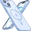 for iPhone 15 Plus Case Clear Mag Safe, Ultra Thin Slim Cover Magnetic Compatible with Magsafe Phone Case for Women Men Girl, Cute Soft TPU Silicone & Transparent Hard Plastic, Light Blue