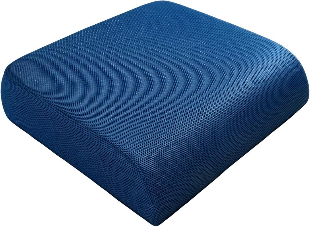 YOUFI Extra Thick Large Seat Cushion, Gel Memory Foam Cushion with Carry Handle Non Slip Bottom, Pain Relief Coccyx Cushion for Wheelchair Office Chair (Blue, 19" x 17.5" x 4")