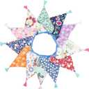 G2PLUS 10.8Ft Cotton Triangle Bunting Banner – 12pcs Multicolor Floral Fabric Pennant Flag with Tassels, Double Side Triangle Banner Garland for Weddings, Birthdays, Garden & Baby Showers