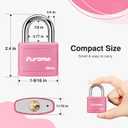 Puroma 2 Pack Keyed Padlock with 3 Keys Alike, 7/8 Inch Locker Lock 40mm Heavy-Duty Locks for Gate Fence Hasp Cabinet Toolbox School Gym Locker (Pink)