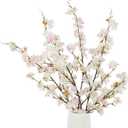 Artificial Cherry Blossom Flowers (4pcs, Light Pink), Real Touch Silk Bouquet for Home, Wedding, Garden and Party Events Decoration, DIY Fake Floral Arrangements
