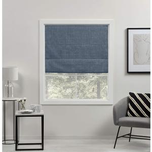 Exclusive Home Curtains Acadia 100% Blackout Polyester Roman Shade, 27"x64", Denim