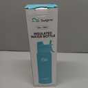 [2-IN-1 LID] Insulated Water Bottle with Silicone Boot (36hrs Cold/18hrs Hot) - DIY Stickers, Leakproof, BPA Free, 24 oz (Cyan)