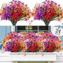 AGIRL 24 Bundles Artificial Flowers for Outdoor,No Fade Fake Plastic Flowers Faux Plants for Decoration Hanging Planters Indoor Outside Garden Porch Window Box Home Wedding Farmhouse (Mix 6 Colors)