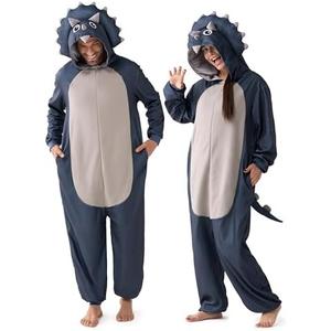 Spooktacular Creations Halloween Dalmatian Dragon Triceratop Unisex Costume, Adult Animal Costume Halloween Costume Party. Size M.