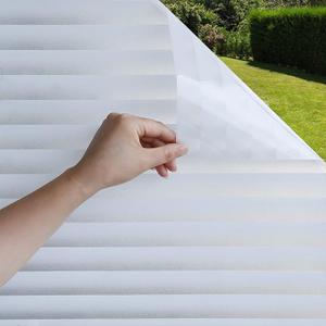 Mangobox Privacy Window Film, Non Adhesive White Strips Vinyl Glass Film,Faux Shutter Blinds Looking Static Cling Glass Covering for Home Office Security Protection UV Blocking (35.4X78.7 inches)