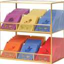 Glass Tea Bag Organizer for Counter, 2-Tier Teabag Organizer Storage Holder for Tea Bags, Glass Caddy Box Containers, Rack Teabag Station Stand for Cabinet Kitchen, 2-Tier, Gold