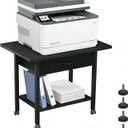 Large 22" x 15" Under Desk Printer Stand, 2-Tier Shelf Printer Table with Storage Fabric Drawer and Wheels, Rolling Cart for Home Office Fits 3D Printer, Scanner (Black)
