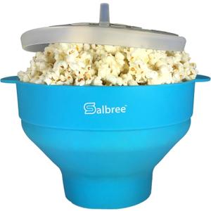 The Original Salbree Microwave Popcorn Popper Machine, Silicone Popcorn Maker, Collapsible Microwavable Bowl - Hot Air Popper - No Oil Required - The Most Colors (Turquoise)