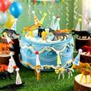 Soulchen 60 Jungle Animals Birthday Party Decorations Animal Figurines Cake Toppers with 60 Mini DIY Paper Hats 60 Bows for Safari Cake Decorations Wild Zoo Themed Party Decoration