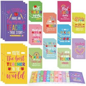 120 Pcs Teacher Appreciation Notepads Bulk Thank You Teacher Mini Memo Pads Small Paper Pocket Notebook for Teacher Gift Back to School Party Favor Supplies School Office, 3 x 5 In