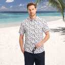 M MAELREG Mens Hawaiian Shirts Short Sleeve Button Down Tropical Beach Floral Solid Print Summer Vacation Mens Casual Shirts (XL)