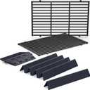 Grill Parts for Weber Genesis 300 Grills with Front Control Knob, Grill Grates for Genesis E310 S310 E/S320 E/S330, 17.5" Flavorizer Bars&Heat Deflectors, 19.5" Grill Grates for Weber 7524 7621 65505