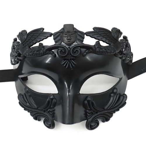 AMWYODK Men's masquerade black masks Venice masks are used for Halloween masks, carnival masks, and Easter parties. (black)
