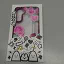 for Samsung Galaxy A16 5G Case6.7 inch with Tempered Glass Screen Protecto-Slim TPU & Hard PC Crystal Clear Cover, Elegant Cute Floral Pattern Design for Girls Women -Rose/Purple
