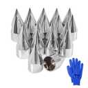 20Pcs Lug Nut Covers 33mm x 4 1/4" Spike Nut Covers ABS Chrome Plastic Screw On Pointed Nut Cover Caps for Semi Trucks