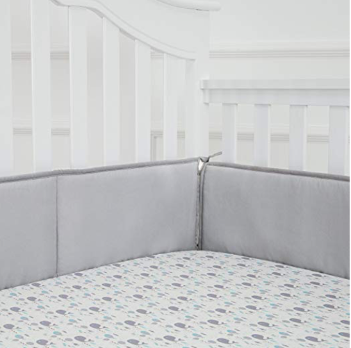 TILLYOU Baby Breathable Crib Bumper Pads for Standard Cribs Machine Washable Padded Crib Liner 100% Silky Soft Microfiber
