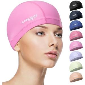 COOLMATE Fabric Swim Cap for Women, Men & Kids, Lightweight, 2 Pack, Medium