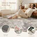 Nakagishi 12X15 Abstract Washable Area Rugs for Living Room-Brown Grey