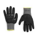 Amazon Basics Impact Protection Work Gloves - Cut Level A2, ANSI Level 4 Abrasion, Touchscreen Compatible, 15G Sandy Nitrile Palm, Small, 100 Pack, Black with Yellow Edge