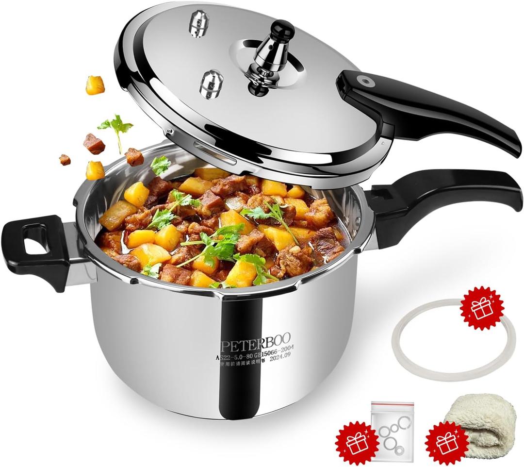 3Qt Stainless Steel Pressure Cooker small, 8-in-1 Multi-Cooker, Induction Compatible,8+ Safety Features, Stovetop & Electric, Perfect for 1-2 People mini