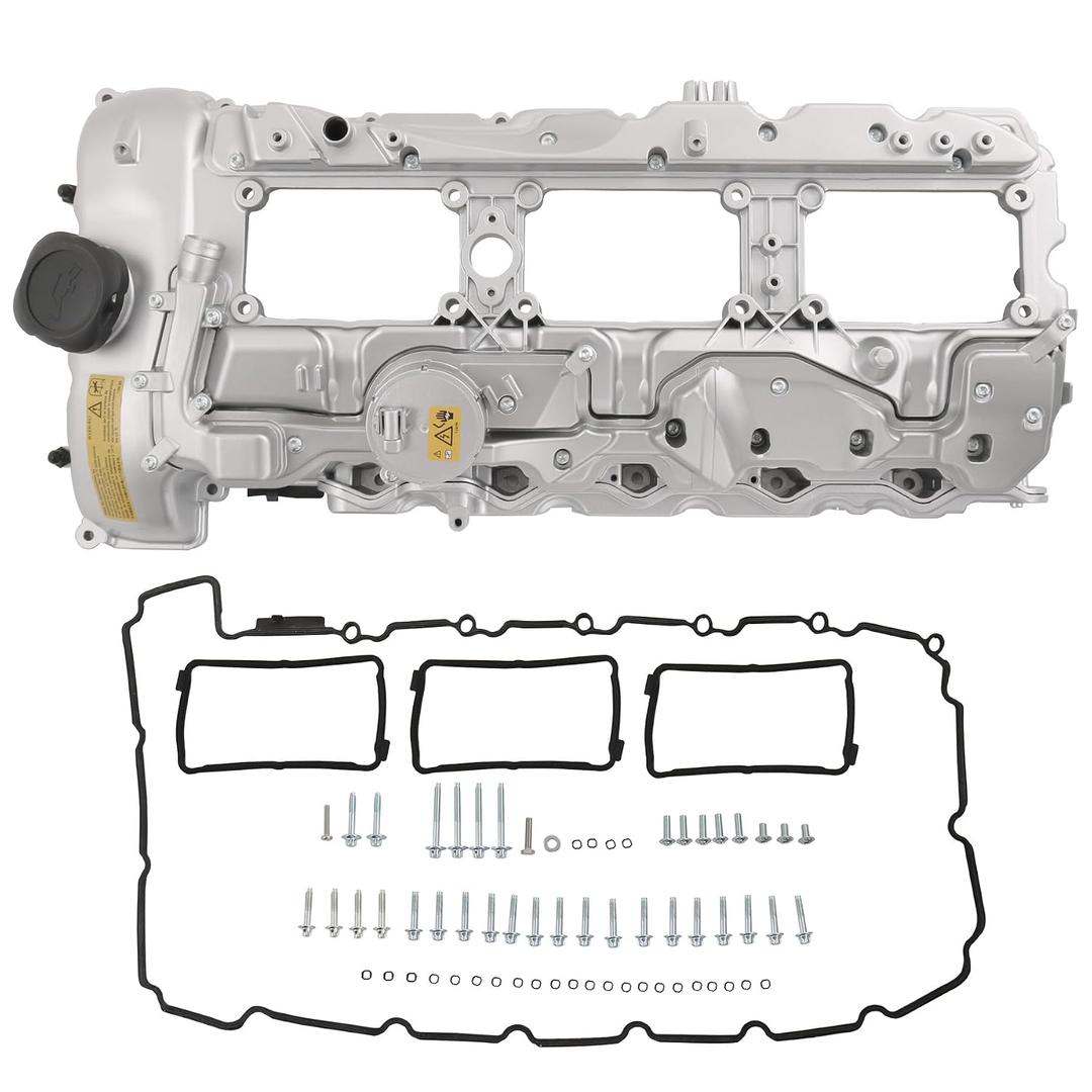 Engine Valve Cover with Gasket Bolts Kit & Oil Cap Replacement for BMW 335i 535i 2010-2017, 740i 740Li 2013-2015, X3 X5 X6 2011-2019 3.0L 11127570292, 11 12 7 570 292, 264-937 Upgraded Aluminum N55