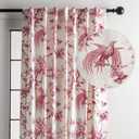 Maison d' Hermine Curtains for living room 100% Cotton 84 inch length One Panel Light Filtering Toile Curtains for Bedroom Windows with rod and loop Pockets Drapes (Paradise Lacquer Red, 50"W x 84"L)
